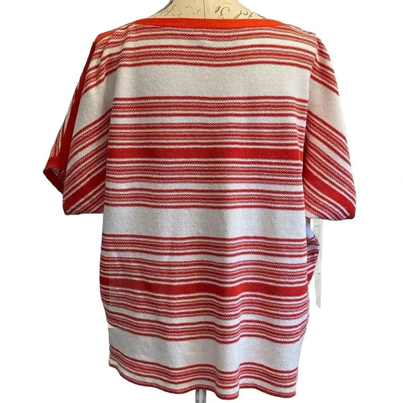 Ralph Lauren Striped S/S Knit Sweater Blouse Top Womens 2X Linen‎ Boxy Boat neck - Picture 2 of 12
